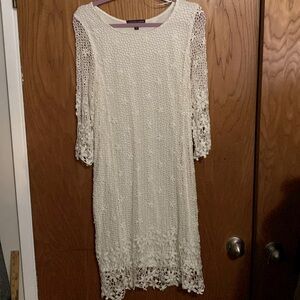 White floral crocheted dress